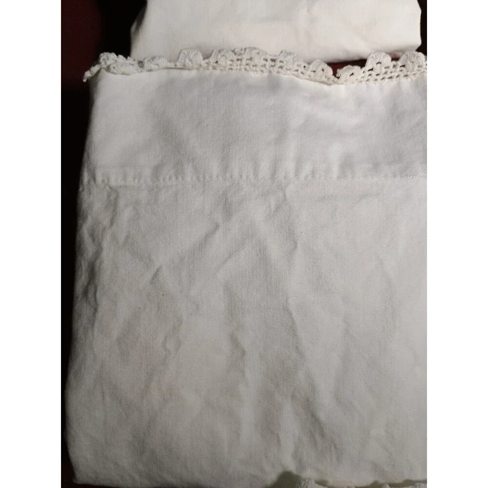 9 Vintage Pillowcases Crochet All White Cotton Craft Cutter